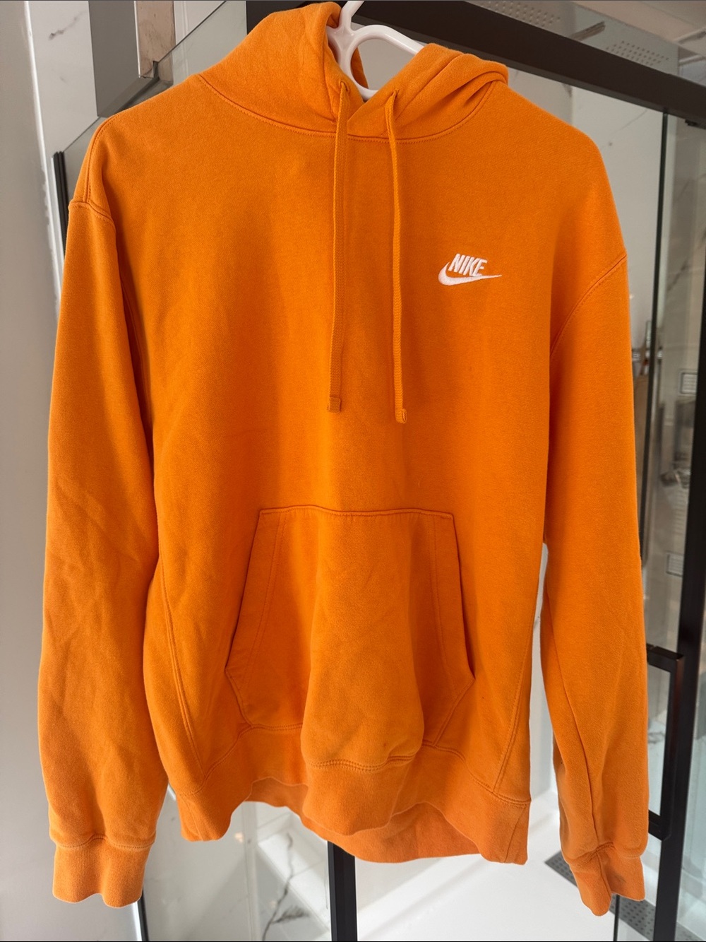 Nike Orange Pullover Hoodie with White Swoosh